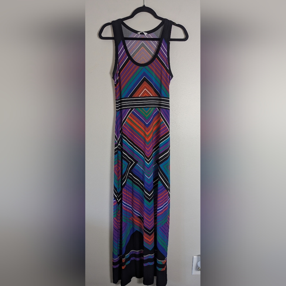 S Calvin Klein Colorful Print Maxi Dress